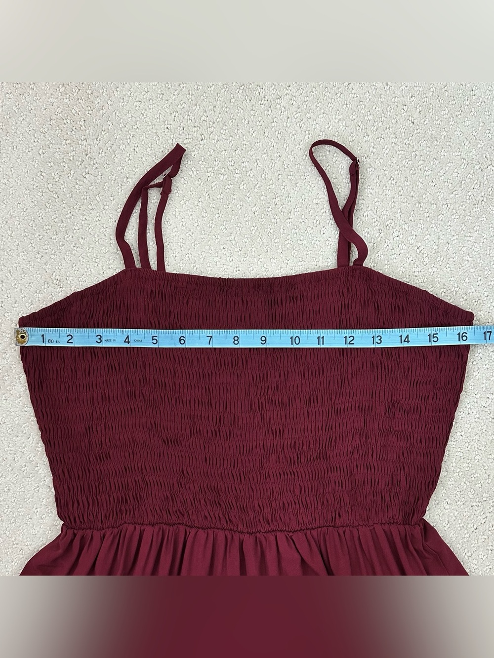 PRETTYGARDEN Flowy Tiered Maxi Dress Spaghetti Straps Burgundy Large Boho Summer - Picture 4 of 7
